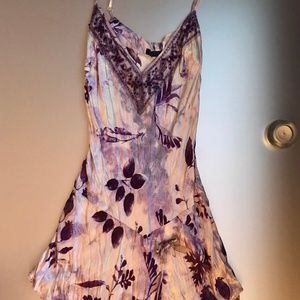 Silk Purple Print Slip Dress